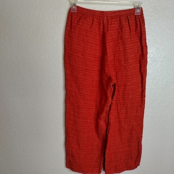 FLAX langenlook elastic waist ankle linen pockets straight leg pants sz S - Picture 6 of 7